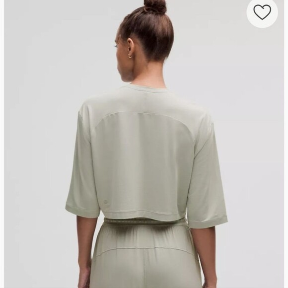 Modal Relaxed-Fit Cropped Short-Sleeve Shirt Jade Grey - Picture 2 of 7